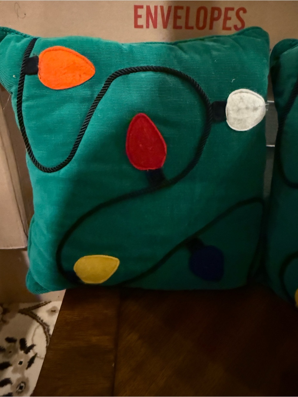Green Holiday String Light Decorative Throw Pillow - set of 2